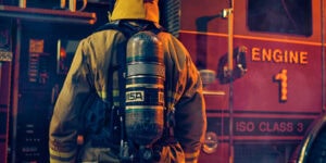 Firefighter wearing the MSA G1 SCBA XR Edition
